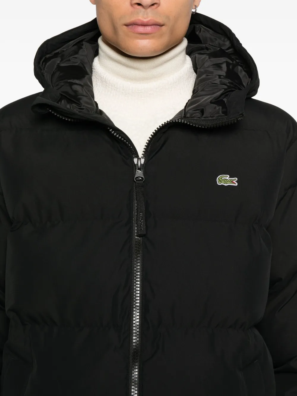 Lacoste Donsjas met capuchon Zwart