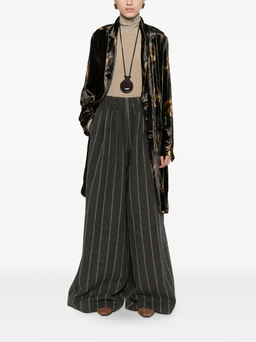 Uma Wang Patterned Velvet Blazer In Black