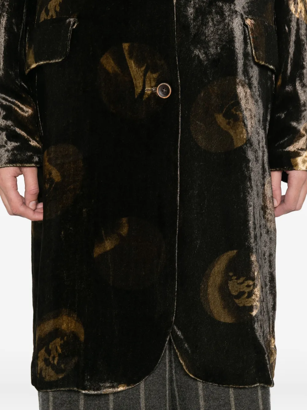 Uma Wang Patterned Velvet Blazer In Black