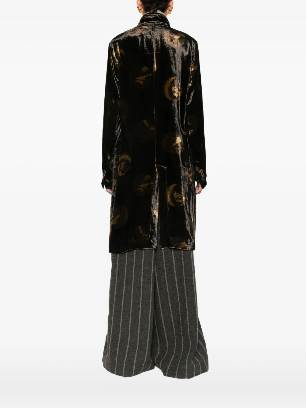 Uma Wang Patterned Velvet Blazer In Black