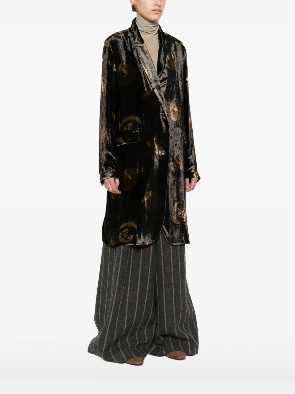 Uma Wang Patterned Velvet Blazer In Black
