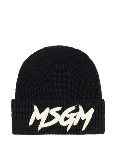 MSGM Kids logo-print beanie hat