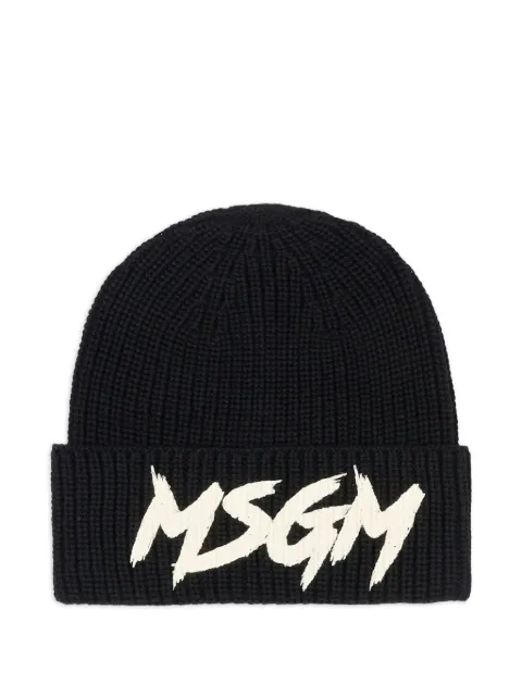 MSGM Kids logo-print beanie hat