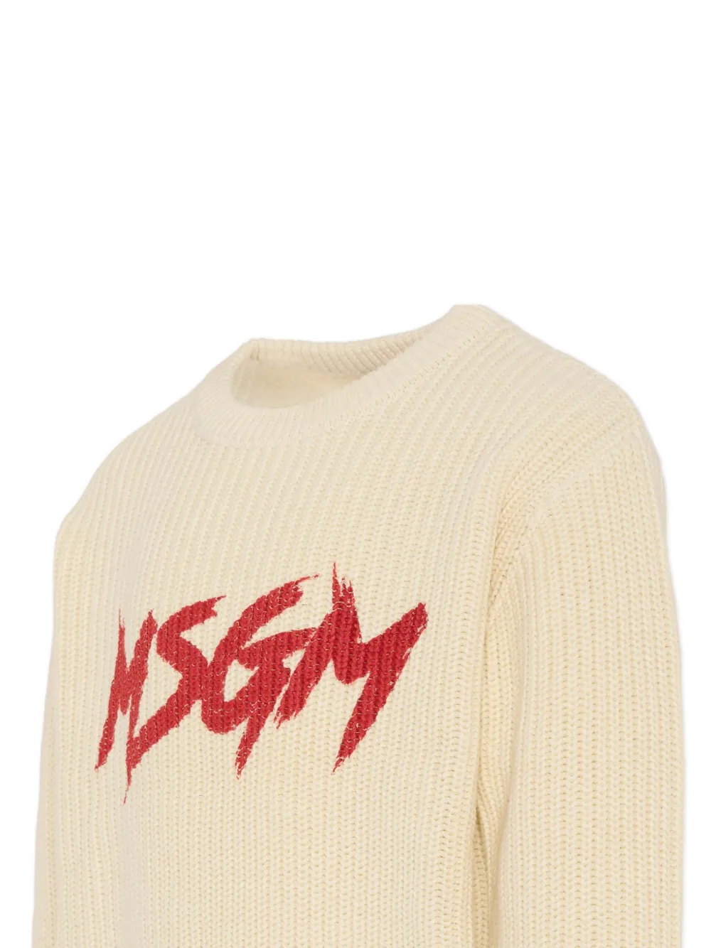 Msgm Logo Crew-neck Sweater In Neutral