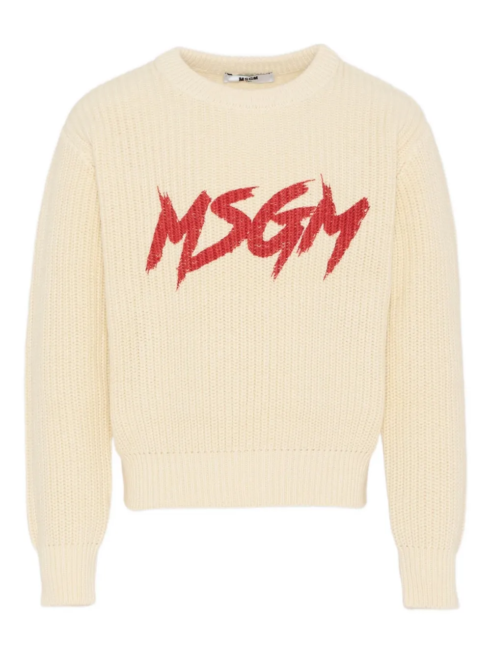 Msgm Logo Crew-neck Sweater In Neutral