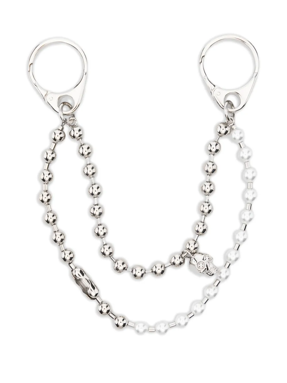 Alexander McQueen skull-pendant double-chain charm - Argento