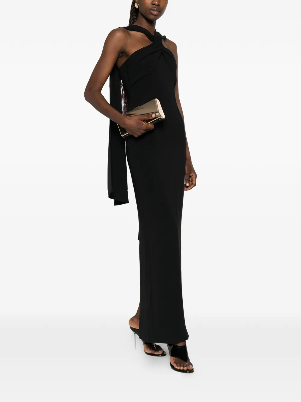 Solace London Maxi-halterjurk Zwart