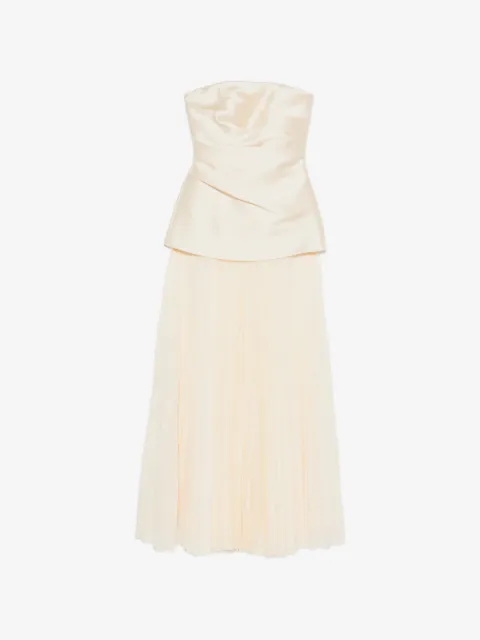 Solace London Claudette strapless pleated-skirt dress