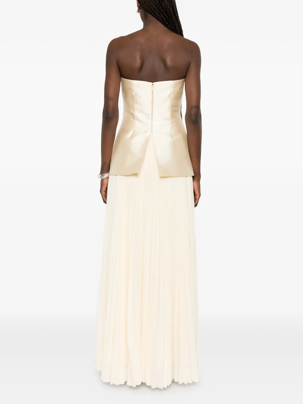 Solace London Claudette strapless jurk met plooirok Geel