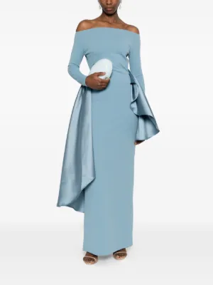 farfetch long dresses AREA Satin long-sleeved Maxi Dress | Purple
