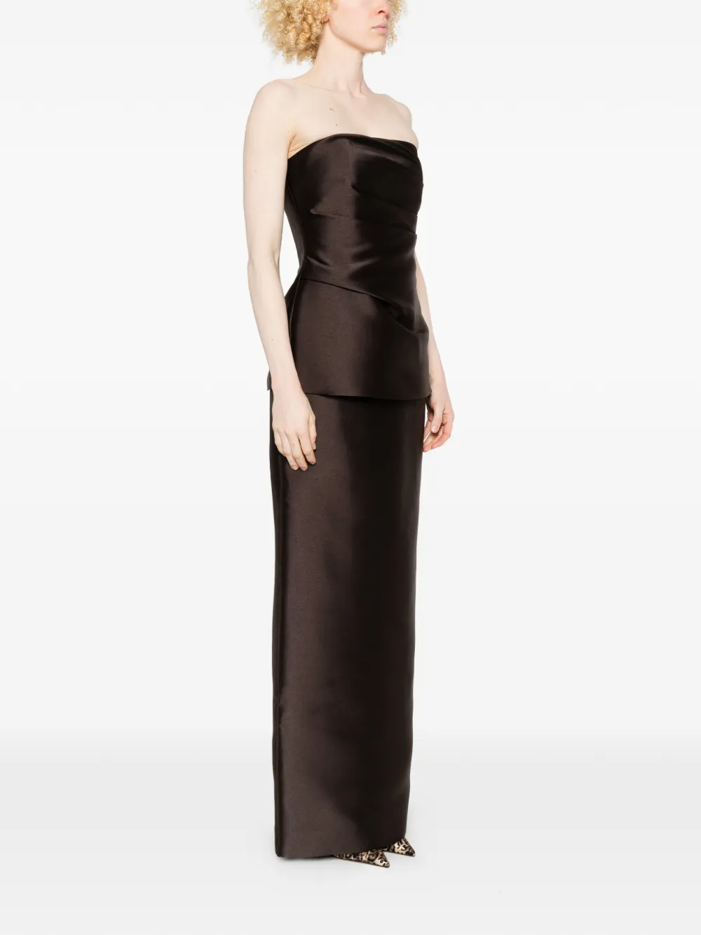 Lucille Strapless Peplum Maxi Dress