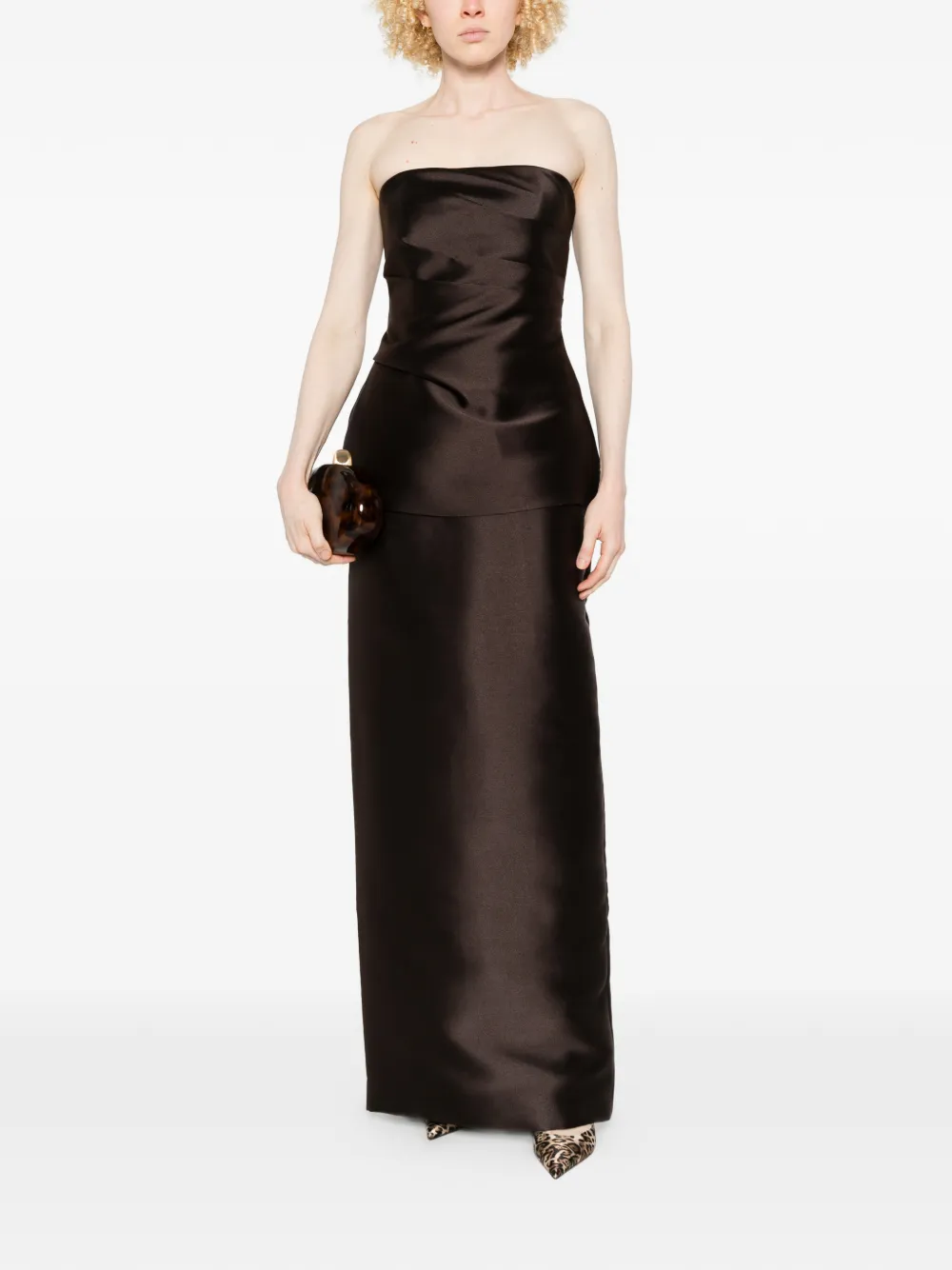 Lucille Strapless Peplum Maxi Dress