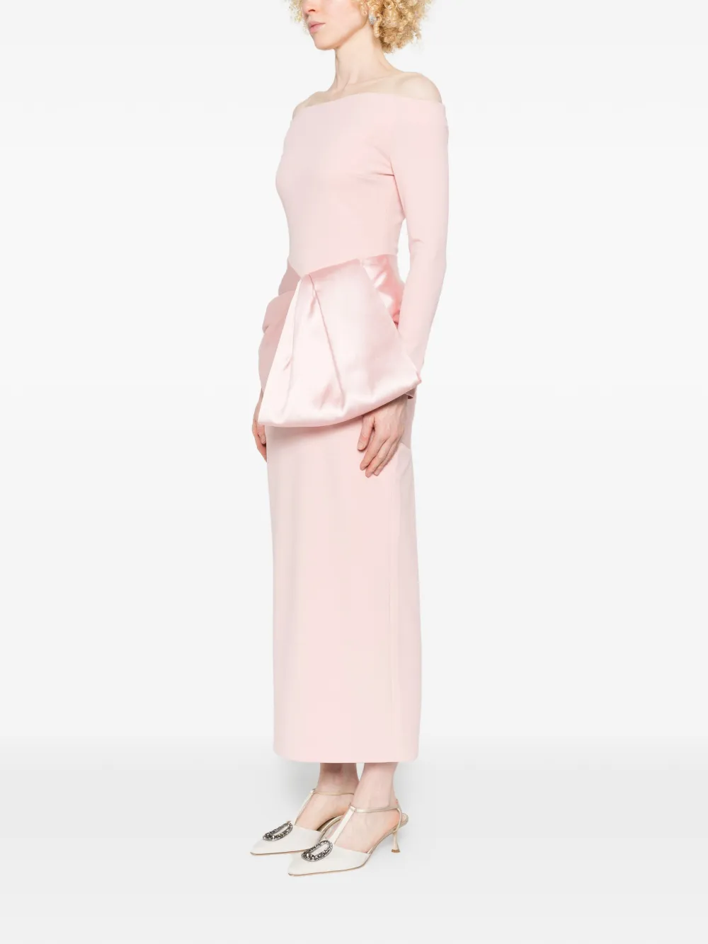 Solace London Rhianne midi-jurk met lange mouwen Roze