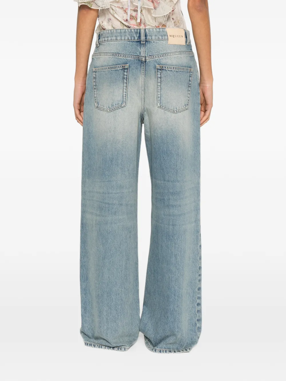 Alexander McQueen Jeans met wijde pijpen Blauw