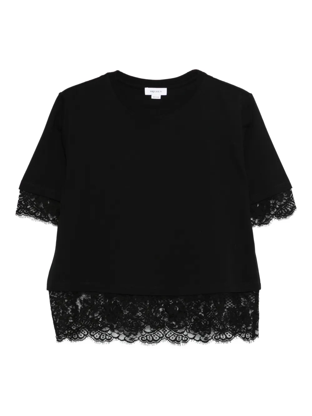 Alexander McQueen lace-trim short-sleeved T-shirt - Nero