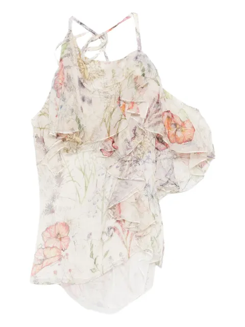 Alexander McQueen ruffled floral-print top