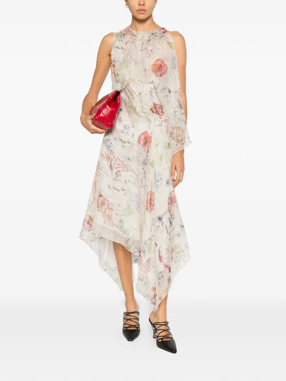 Alexander McQueen Midi-jurk met bloemenprint - Beige