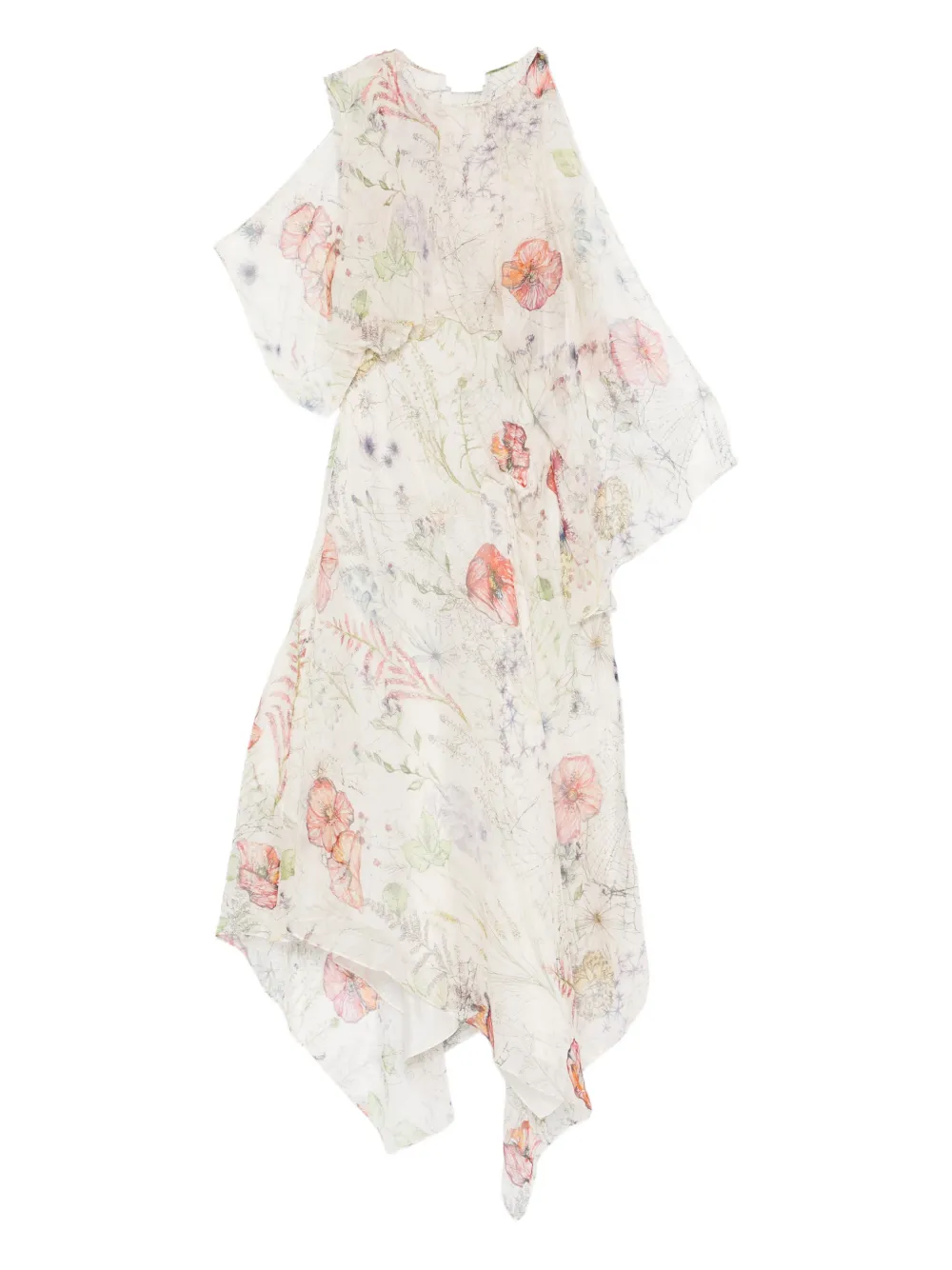 Alexander McQueen floral-print midi dress - Toni neutri
