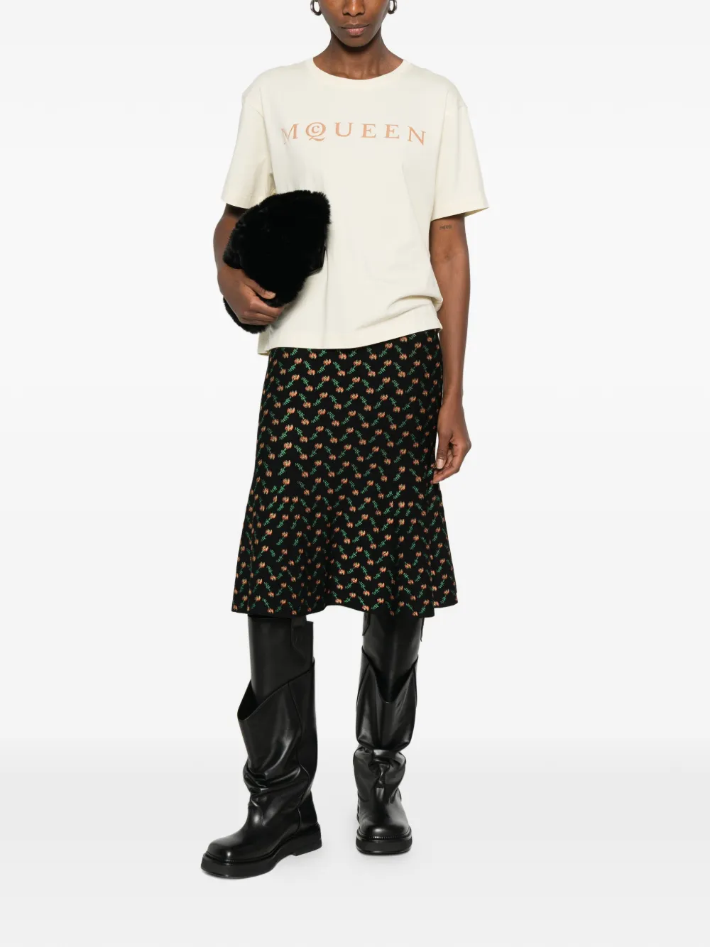 Alexander McQueen T-shirt met logo Beige