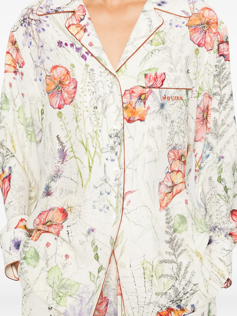 Alexander McQueen Shirt met bloemenprint Beige