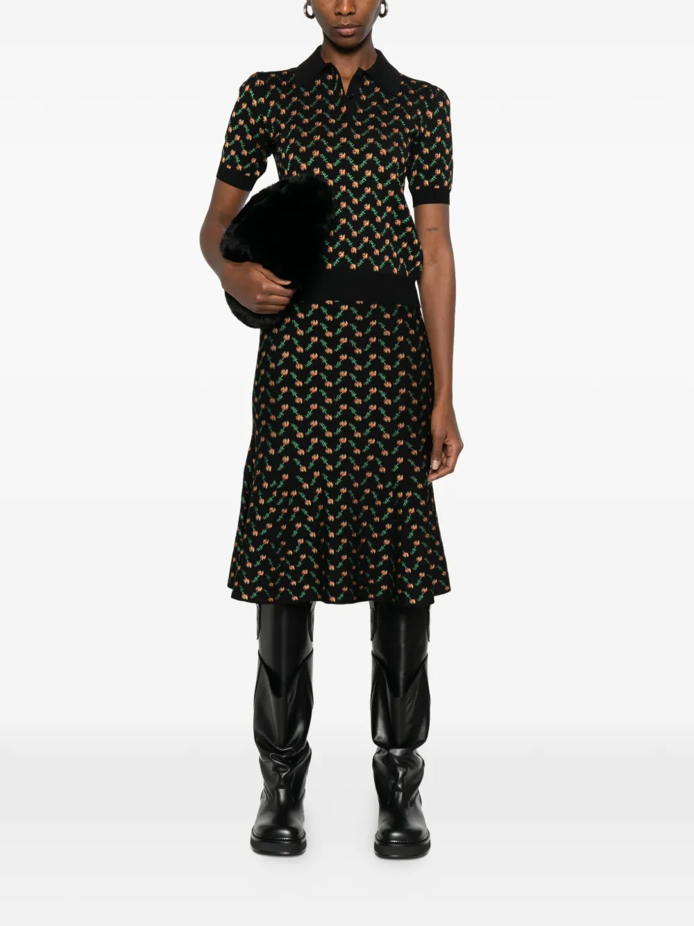Alexander McQueen Polotop met bloemenprint - Zwart