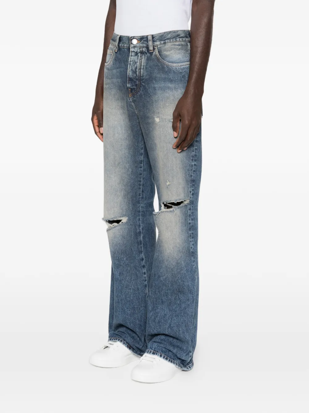 AMIRI ダメージ ブーツカットジーンズ | ブルー | FARFETCH JP