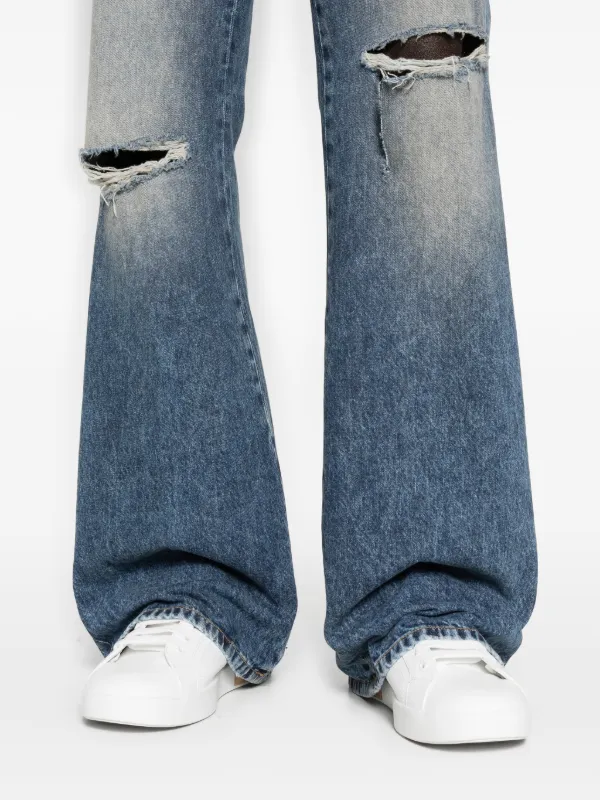 AMIRI ダメージ ブーツカットジーンズ | ブルー | FARFETCH JP