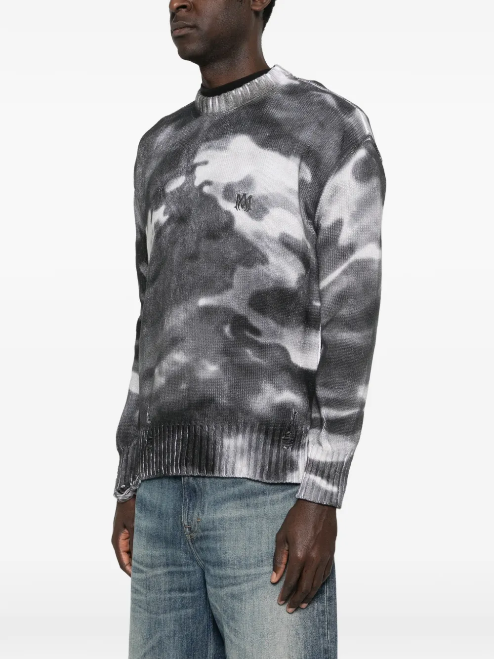  Amiri Camouflage Distressed Sweater - Grey 
