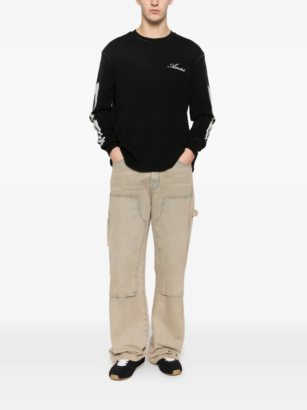 AMIRI Bones Ls Tee long sleeve T-shirt - Zwart