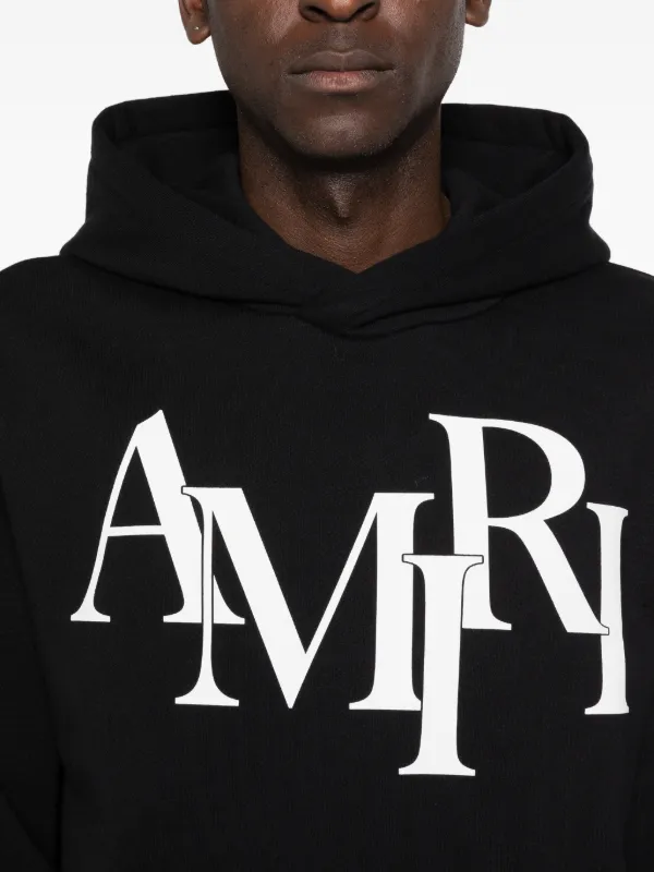 AMIRI staggered-logo long-sleeve Hoodie | Black | FARFETCH