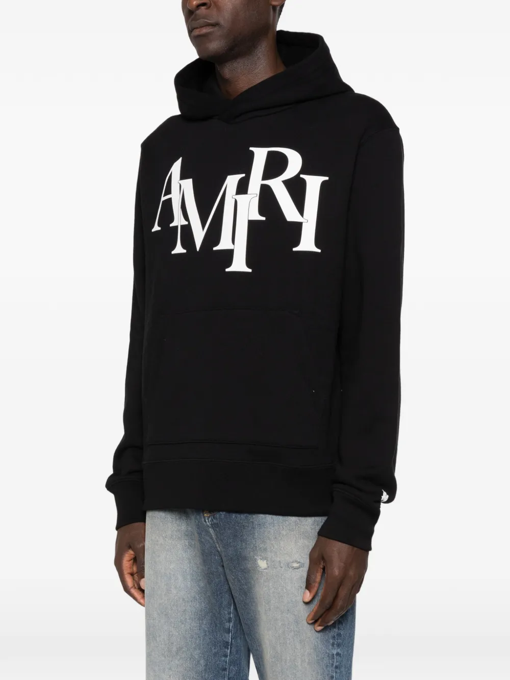 AMIRI Hoodie met lange mouwen en gestapeld logodetail Zwart
