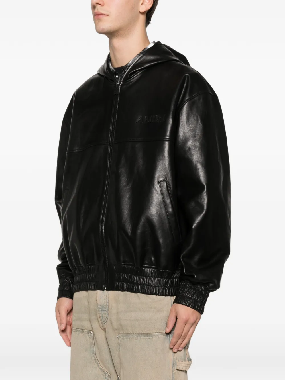  Amiri Leather Zip Jacket - Black 