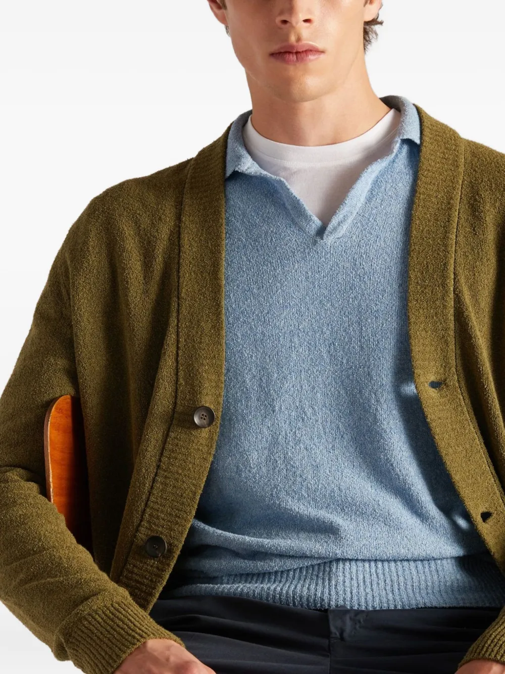 Zanone Vest met bouclé-effect Groen