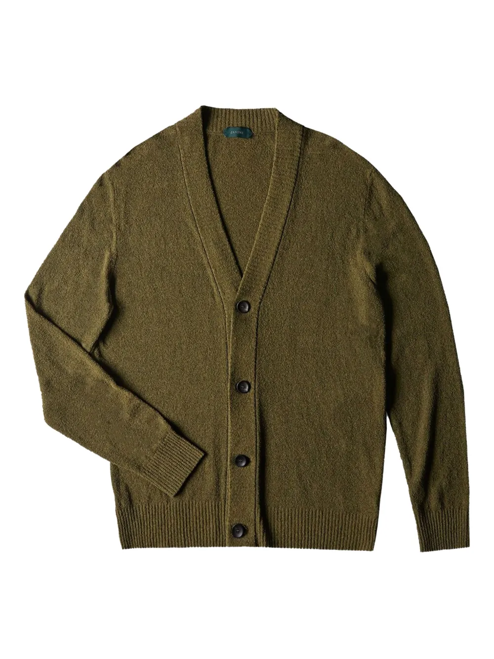Zanone bouclé-effect cardigan | Green | Image 1