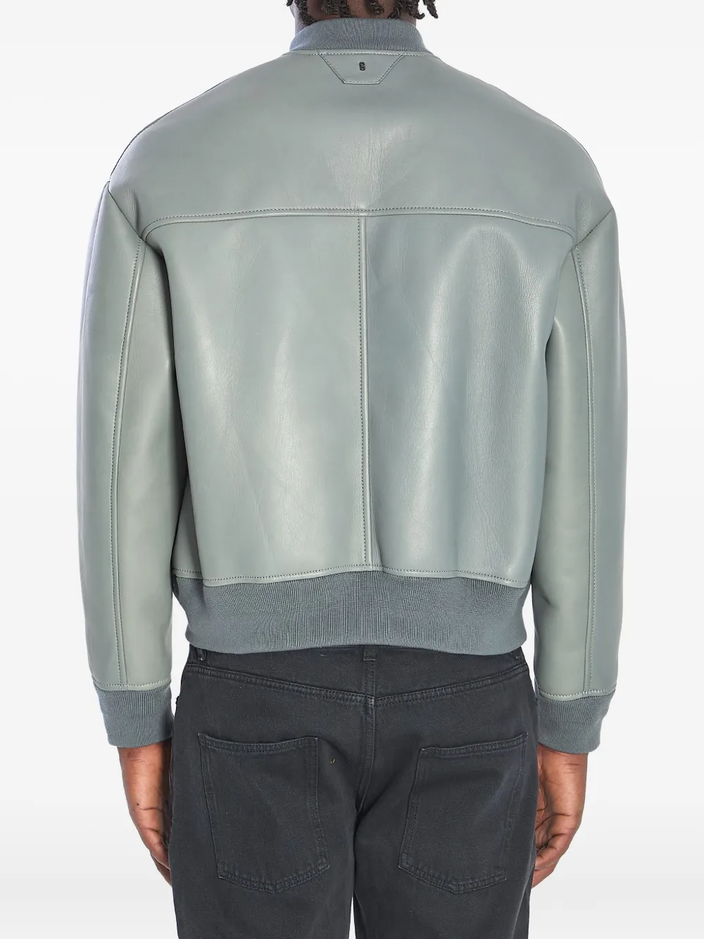 Salvatore Santoro Ribbed Nappa Leather Bomber Jacket In Gray