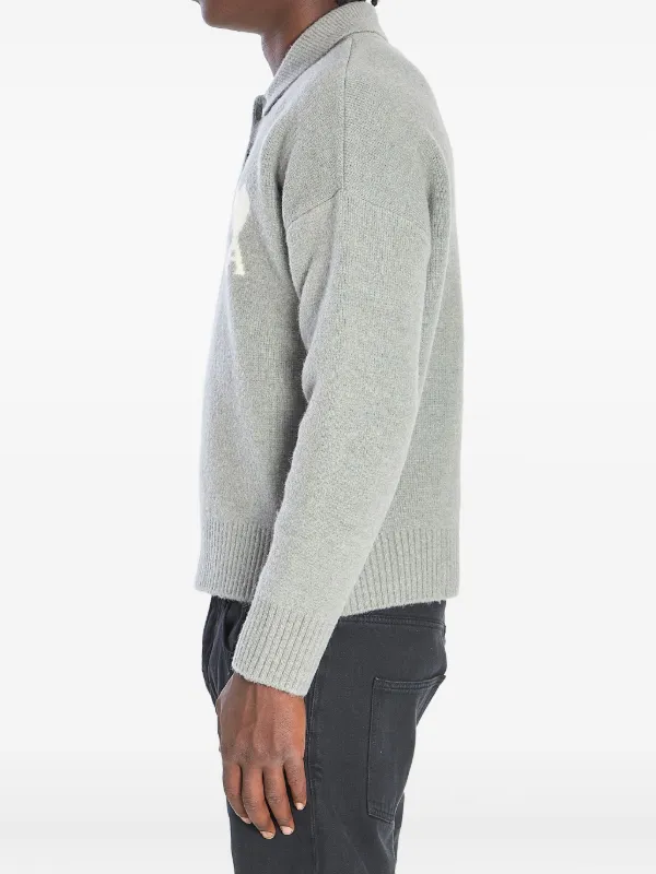 AMI Paris Ami De Coeur Intarsia polo-shirt | Grey | FARFETCH