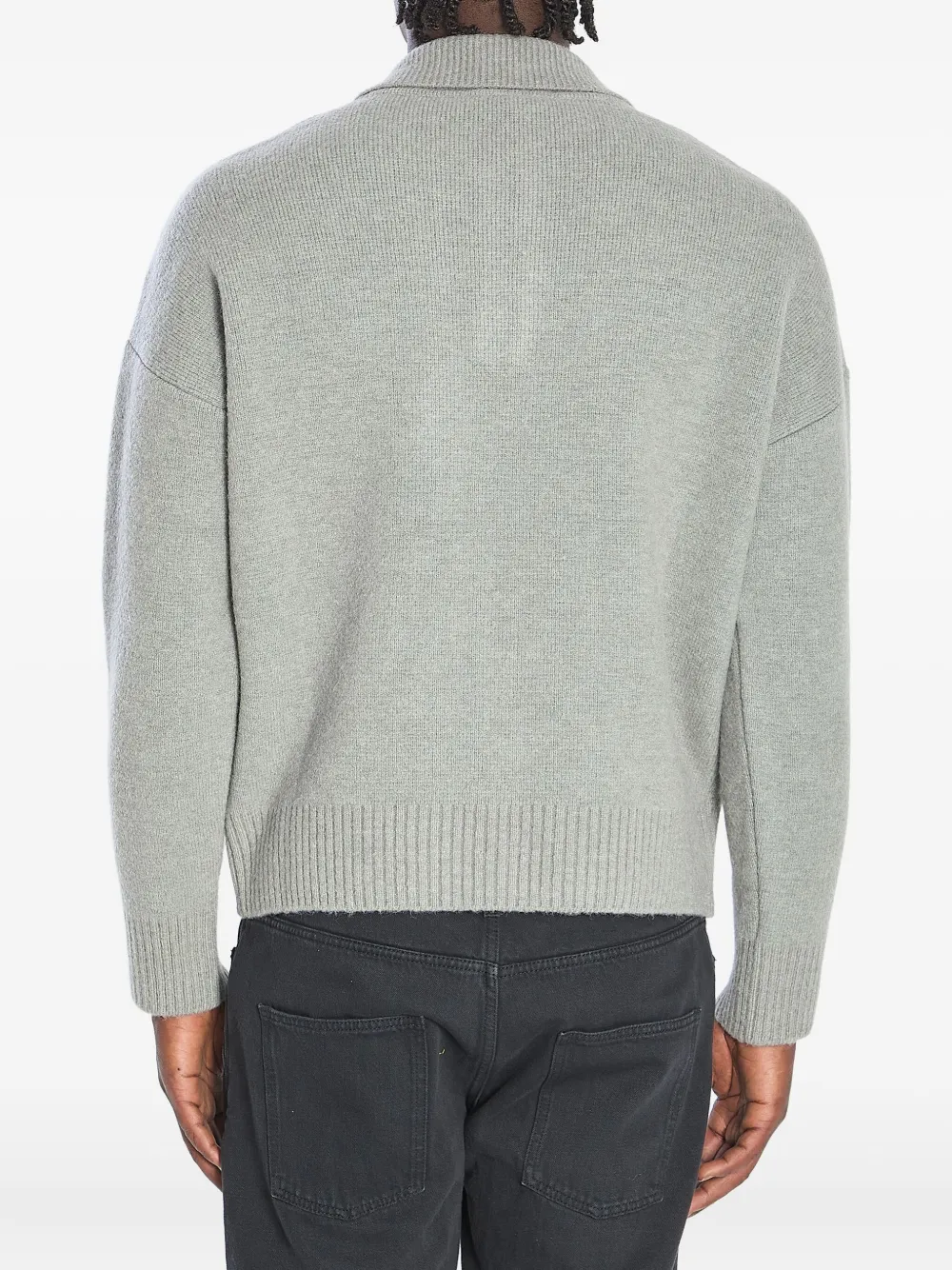 Ami Alexandre Mattiussi Ami Paris Polo Ami De Coeur With Embroidery In Gray