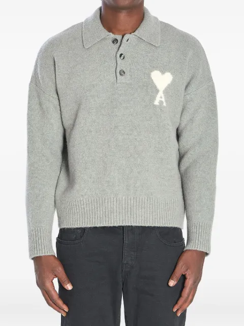 AMI Paris polo Ami de Coeur en maille intarsia