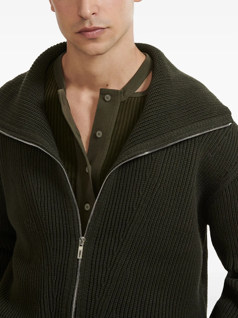 LGN LOUIS GABRIEL NOUCHI Geribbelde trui met rits - Groen