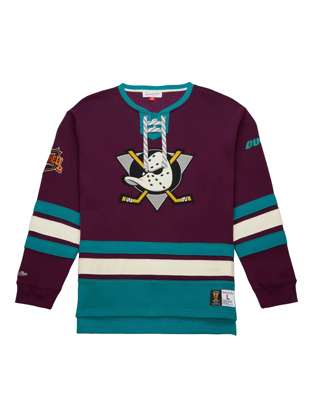 Mitchell & Ness Anaheim Ducks Heritage Vintage Logo lace-up pullover | Purple | Image 1