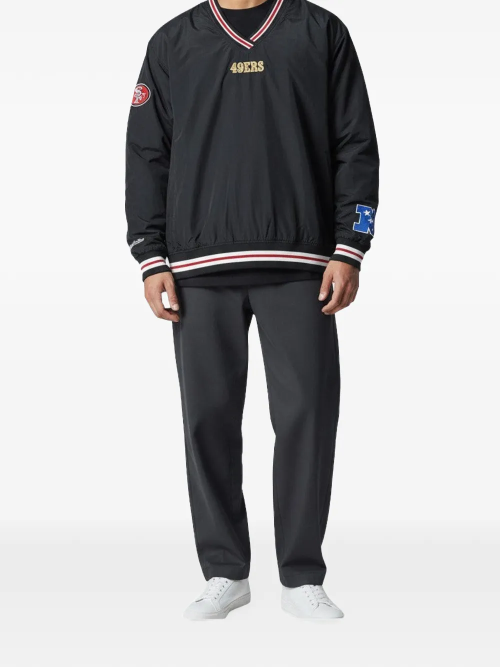 Mitchell & Ness San Francisco 49ers logo-embroidered V-neck sweater Zwart