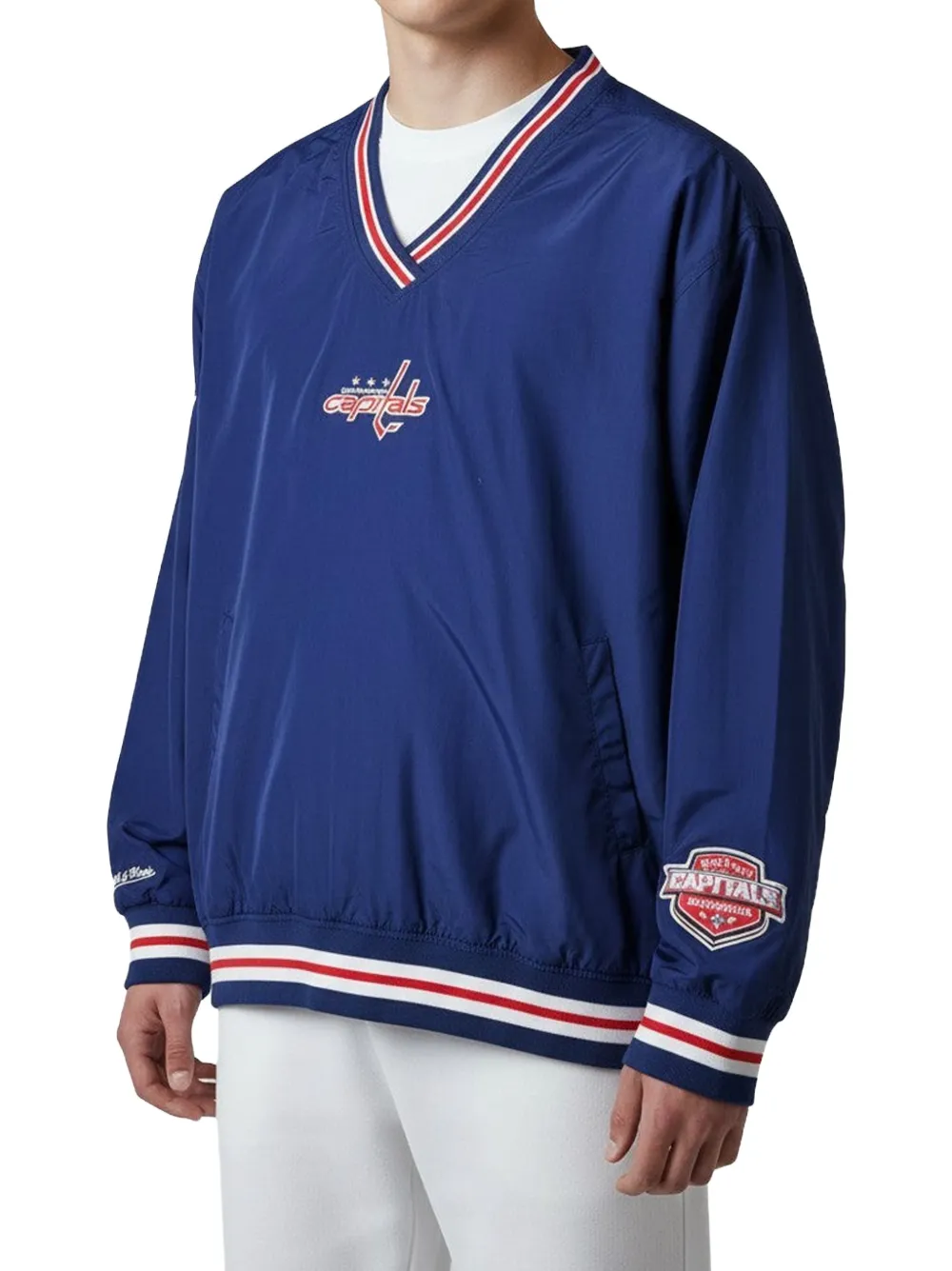 Mitchell & Ness NHL Capitals sweater met geborduurd logo Blauw