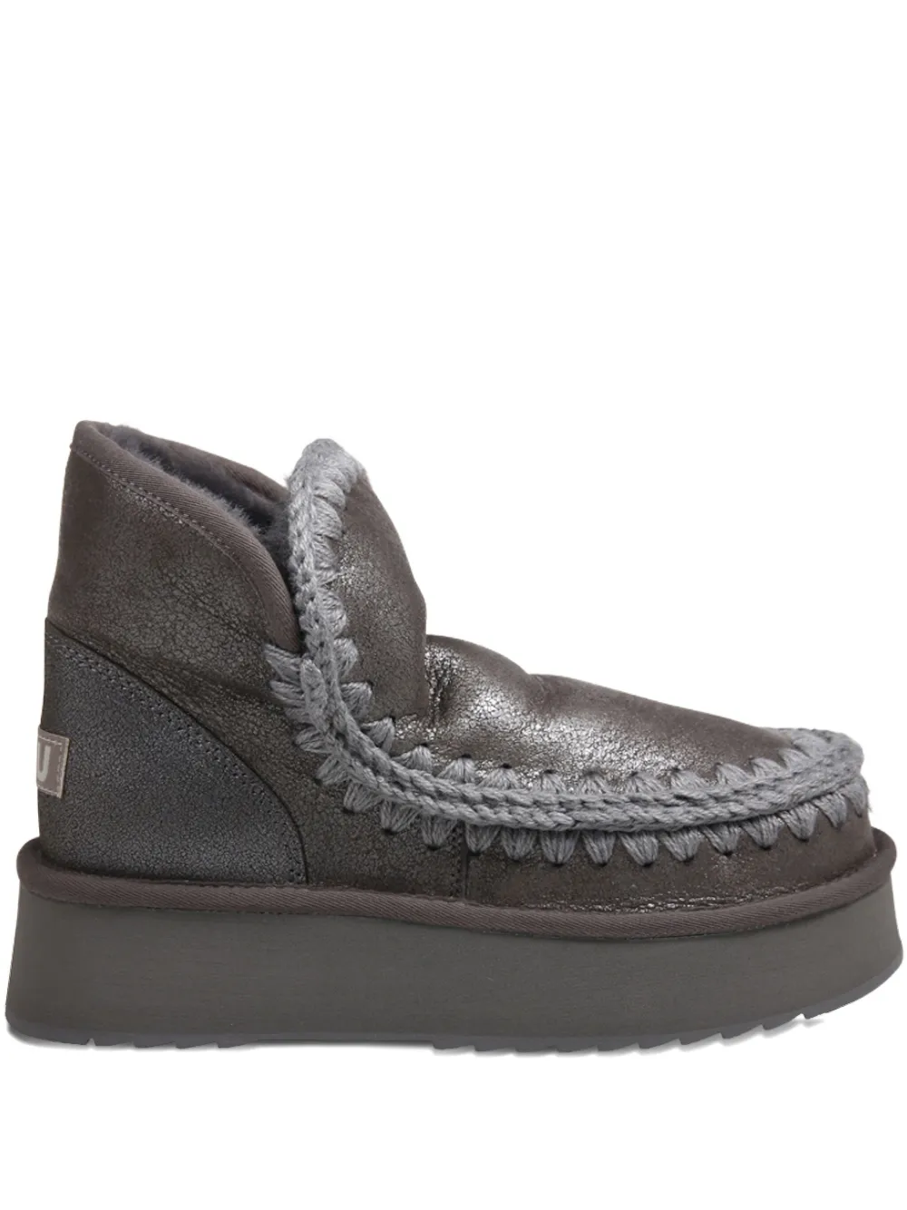Mou Braided-trim Platform Boots In Gray