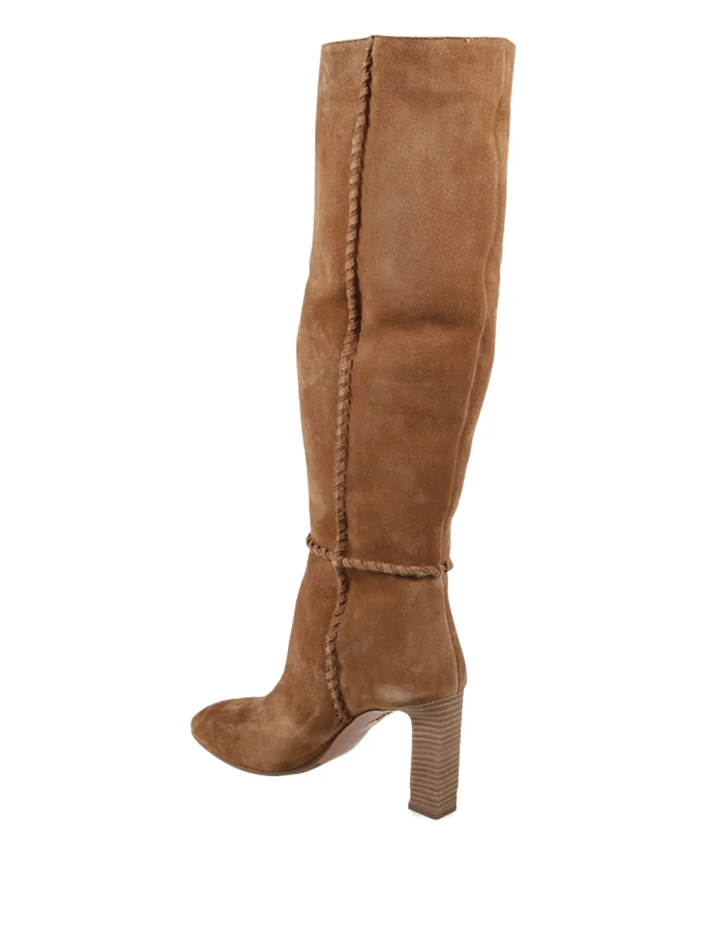 Aquazzura Indy 85 Whipstitched Suede Knee Boots In Brown