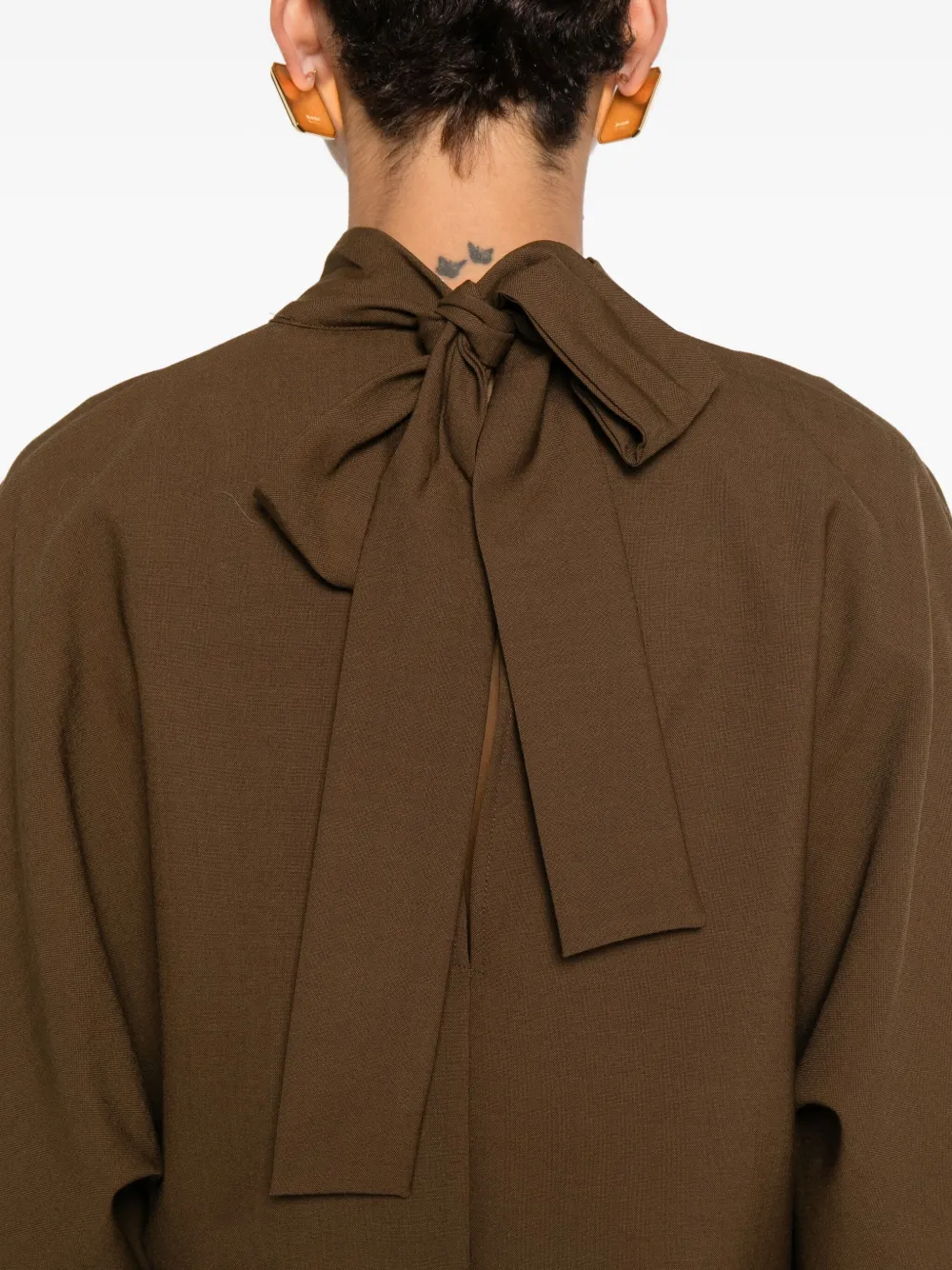 Solotre High-neck Mini Dress In Brown