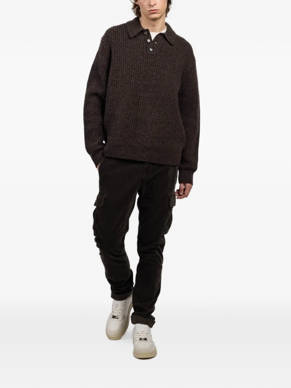 Alex Mill Carl button knitted polo shirt - Bruin