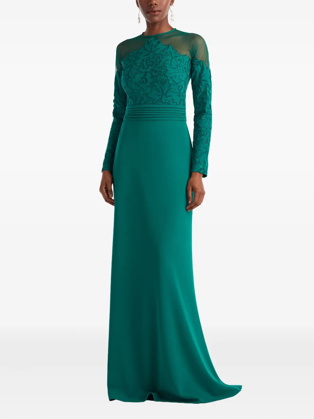 Tadashi Shoji Maxi-jurk met lange mouwen en bloemendetail - Groen