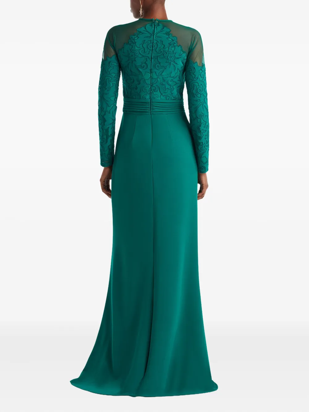 Tadashi Shoji Floral-detail Long-sleeve Maxi Dress In Green