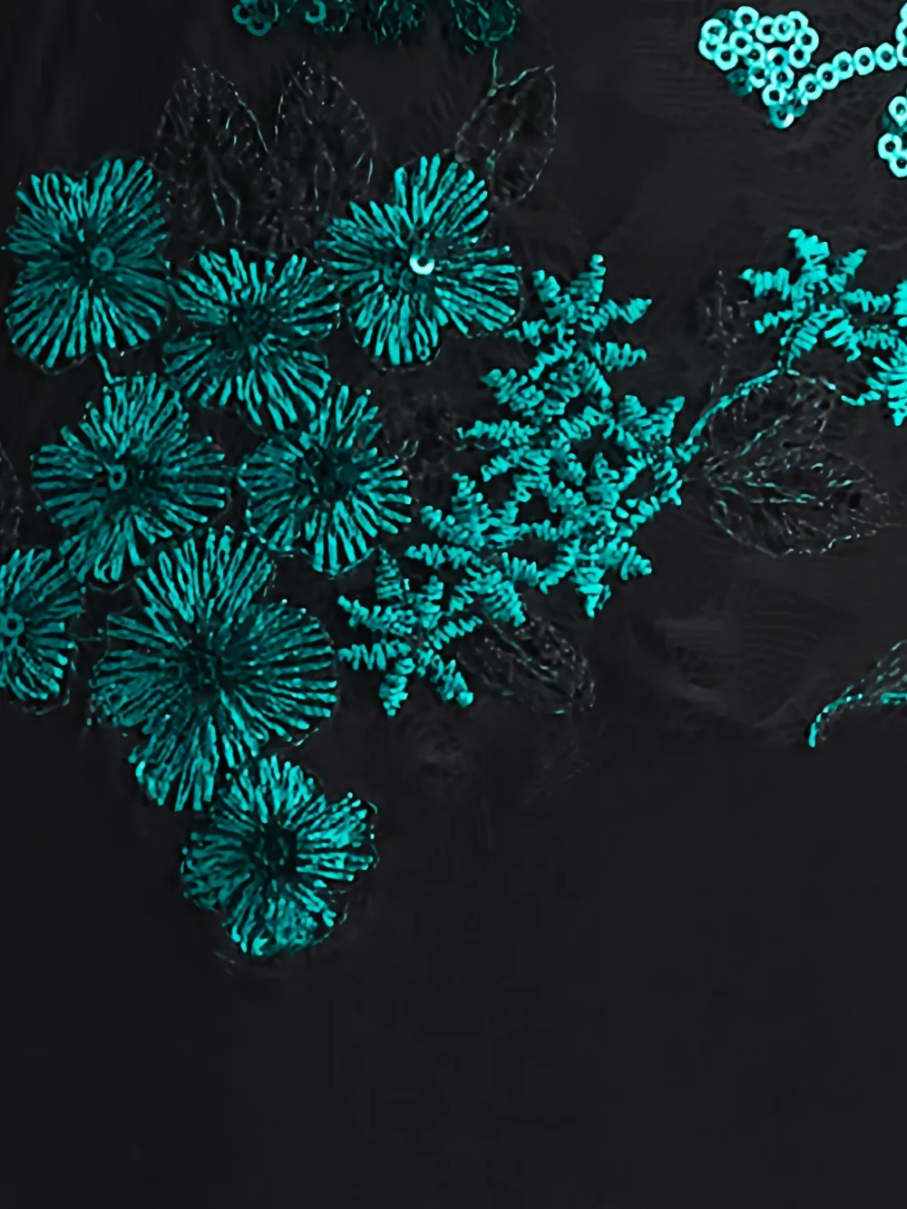 Tadashi Shoji Floral Lace Embroidery Long Sleeve Gown In Black