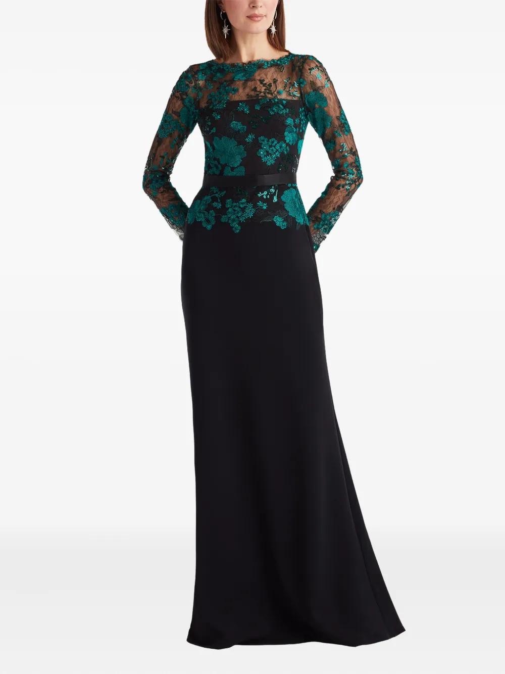 Tadashi Shoji Maxi-jurk verfraaid met bloemen - Zwart